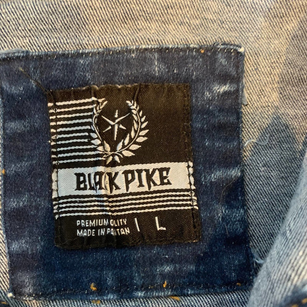 Black Pike Blue Denim Jean Jacket Size L - Picture 12 of 12